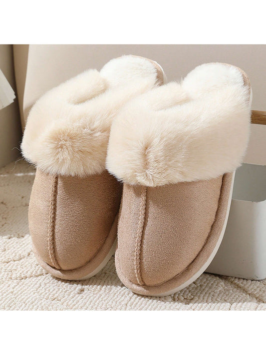 Women'S Plush Lined Slippers, Wool Fluffy Moccasins,Outdoor Indoor Dual Use Slippers