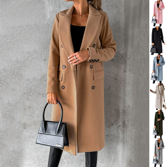 Chic Double Breasted Lapel Coat - Stylish Winter Essential for Women