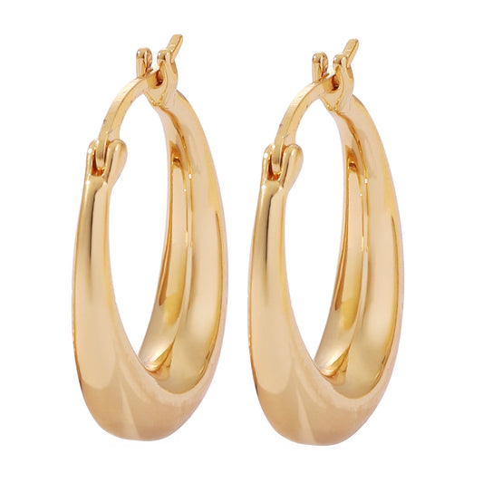 14K Yellow Gold Plated Graduated Hoop Huggie Earrings