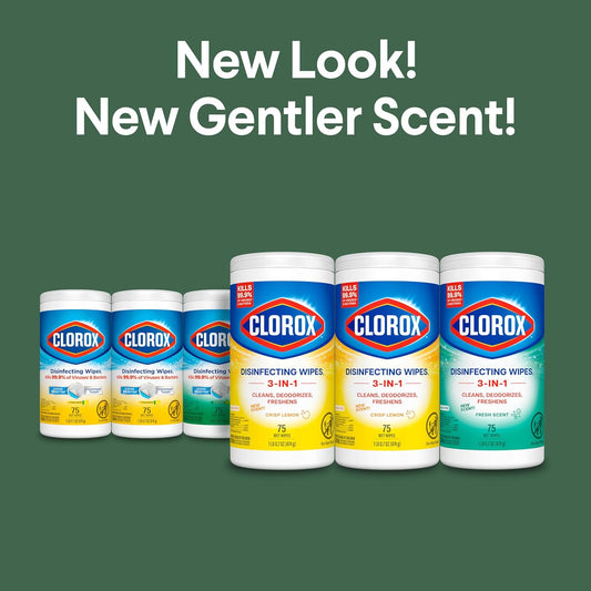 Clorox Disinfecting Wipes Variety Pack - 75 Count Each, 3 Canisters of Fresh & Citrus Scents for Ultimate Cleanliness