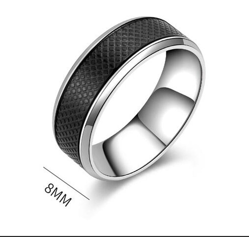 European and American Mens Black Titanium Steel Ring
