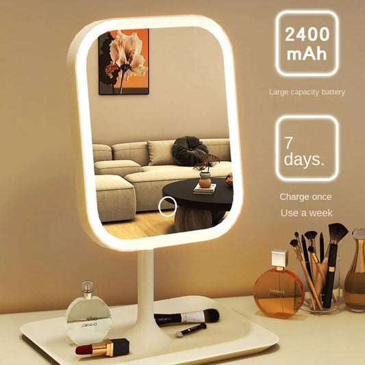 Modern Desktop Vanity Mirror 3 Color LED Light