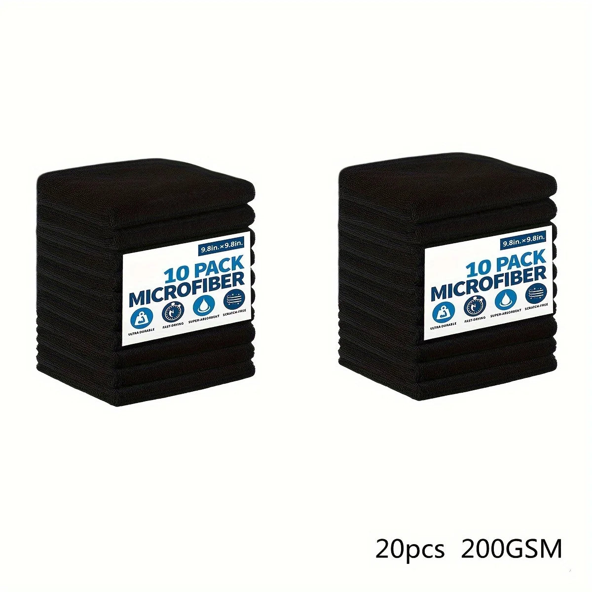 5/10/20/50/100Pcs Super Soft Black Car Wipes Scouring Cloth Set Quick Dry Absorbent Microfiber Cloth