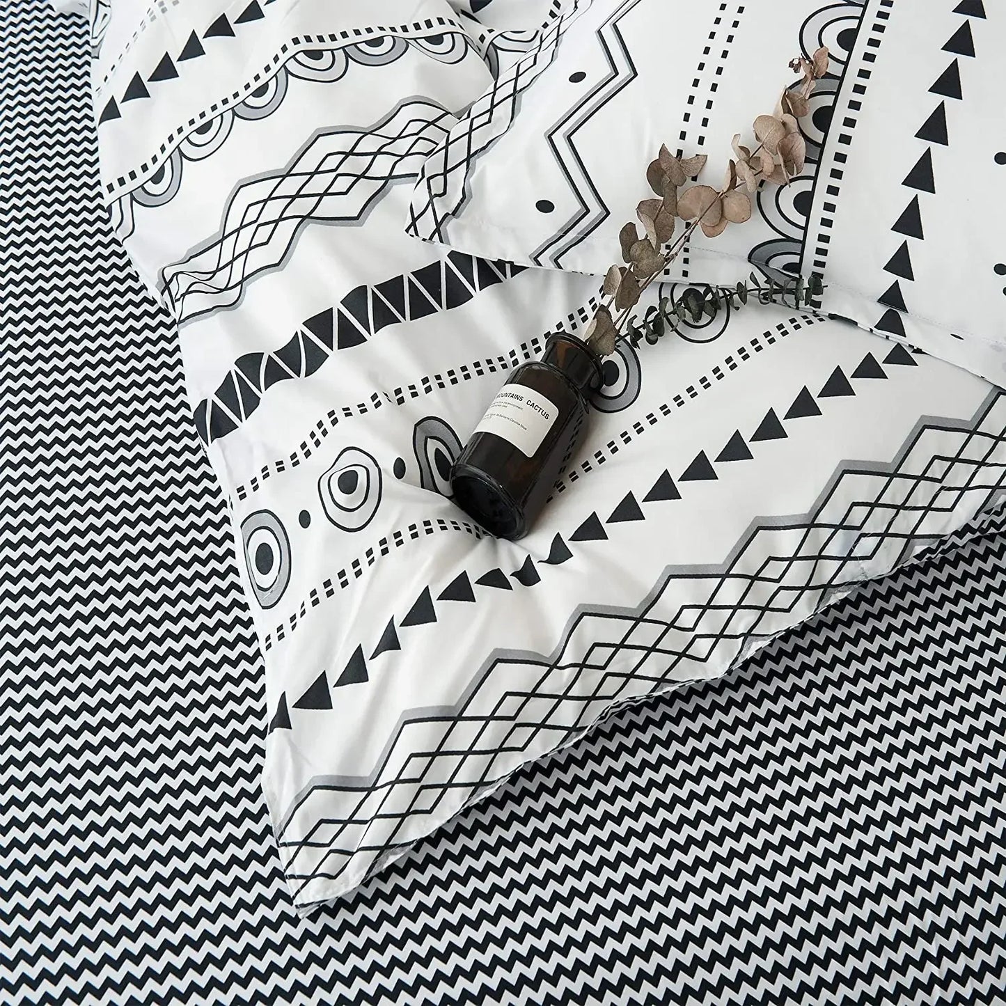 Bohon Paisley Duvet Cover Set Black White Print 3Pcs Polyester Bedding Sets Luxury Pillow Case Queen and King Size Bedding Sets