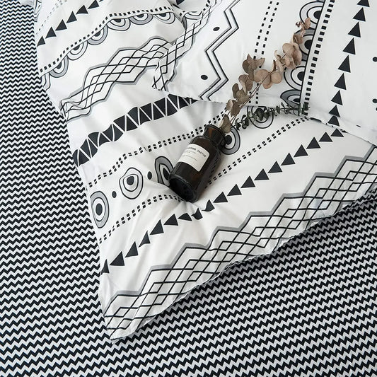 Bohon Paisley Duvet Cover Set Black White Print 3Pcs Polyester Bedding Sets Luxury Pillow Case Queen and King Size Bedding Sets