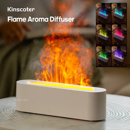 Transform Your Space with the Essential Oil Aroma Diffuser - Experience the Captivating Flame Effect and Soothing Mist