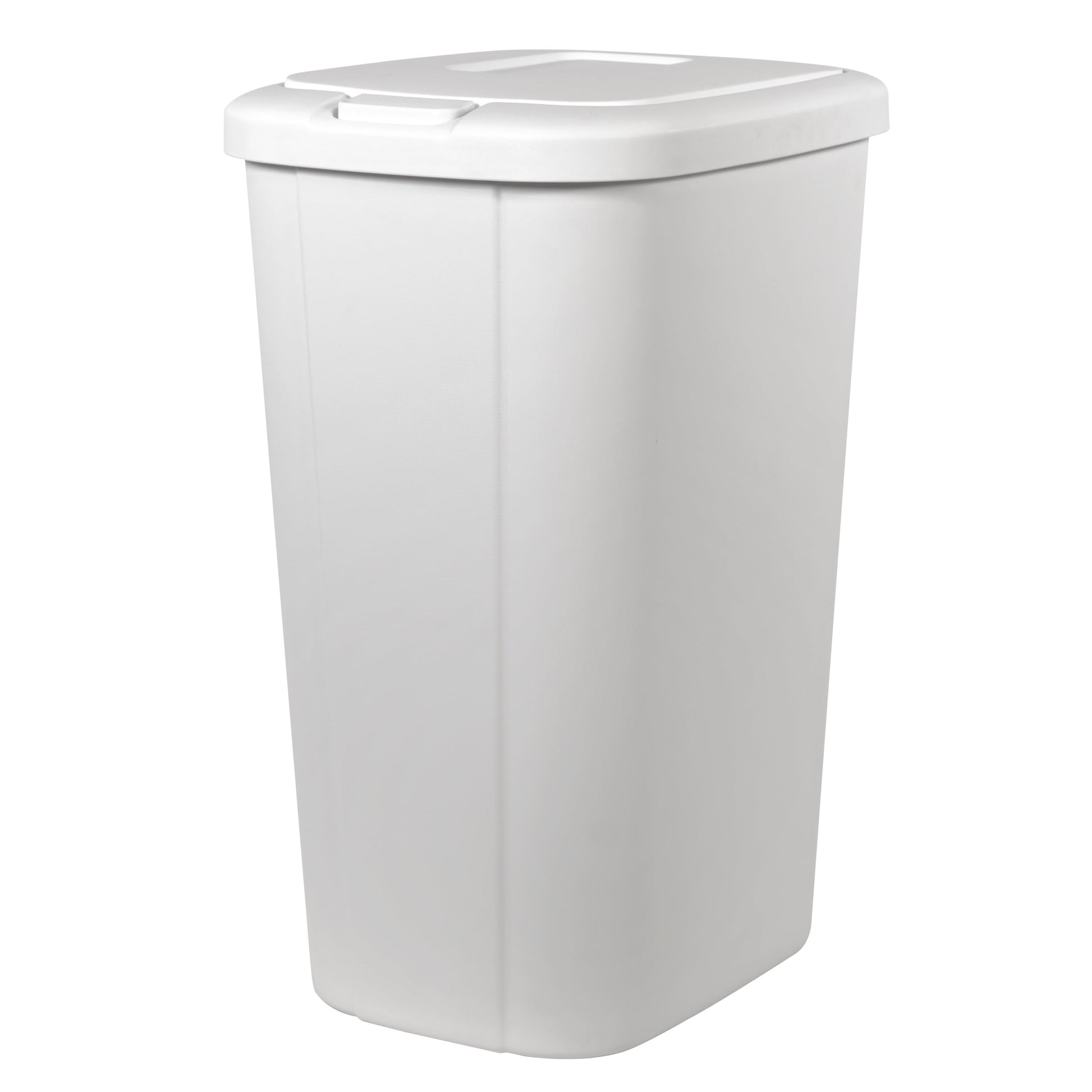 13.3 Gallon Touch Top Kitchen Trash Can with Push Button Lid, White Plastic