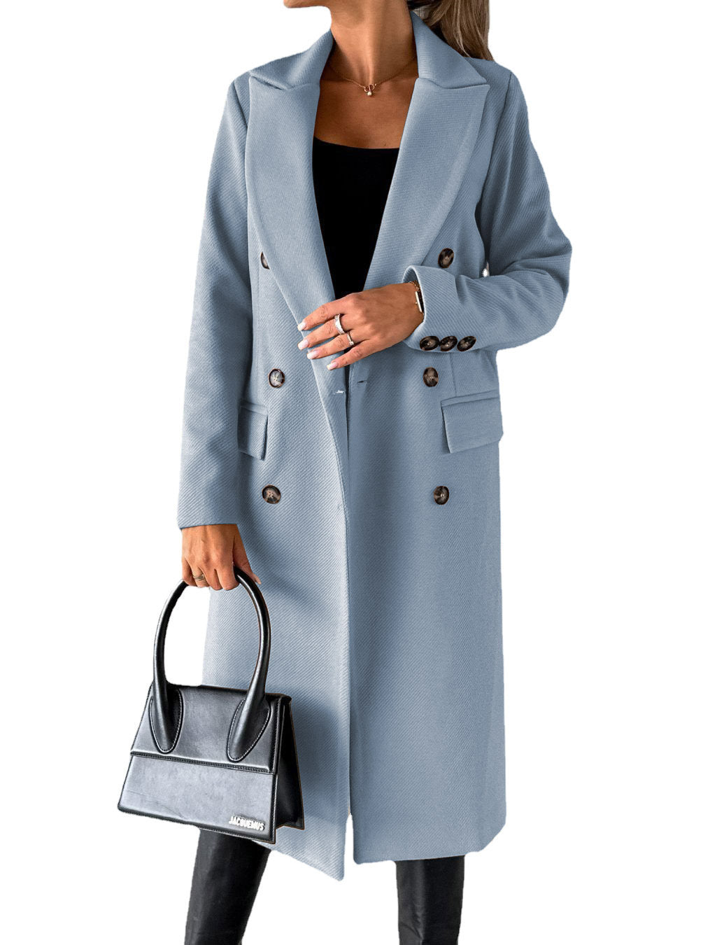 Chic Double Breasted Lapel Coat - Stylish Winter Essential for Women