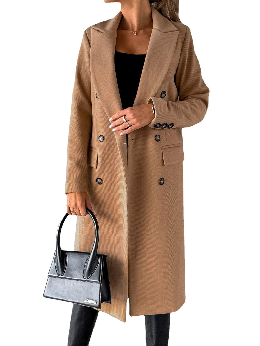 Chic Double Breasted Lapel Coat - Stylish Winter Essential for Women