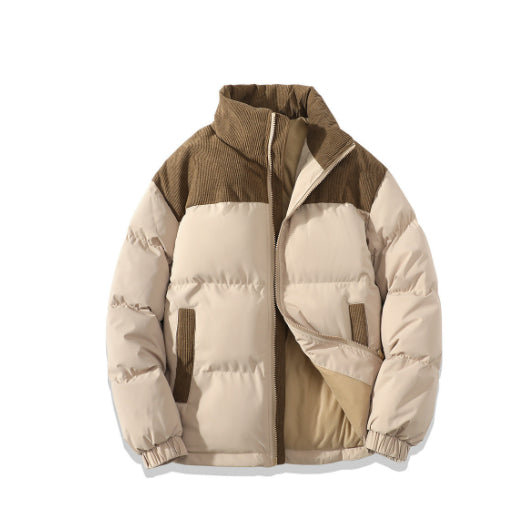 Winter Stand Collar Contrast-Colored Coat Cotton Padded Jacket