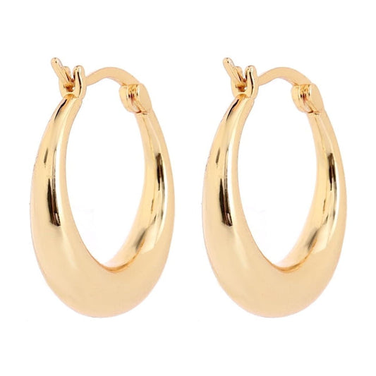 14K Yellow Gold Plated Graduated Hoop Huggie Earrings