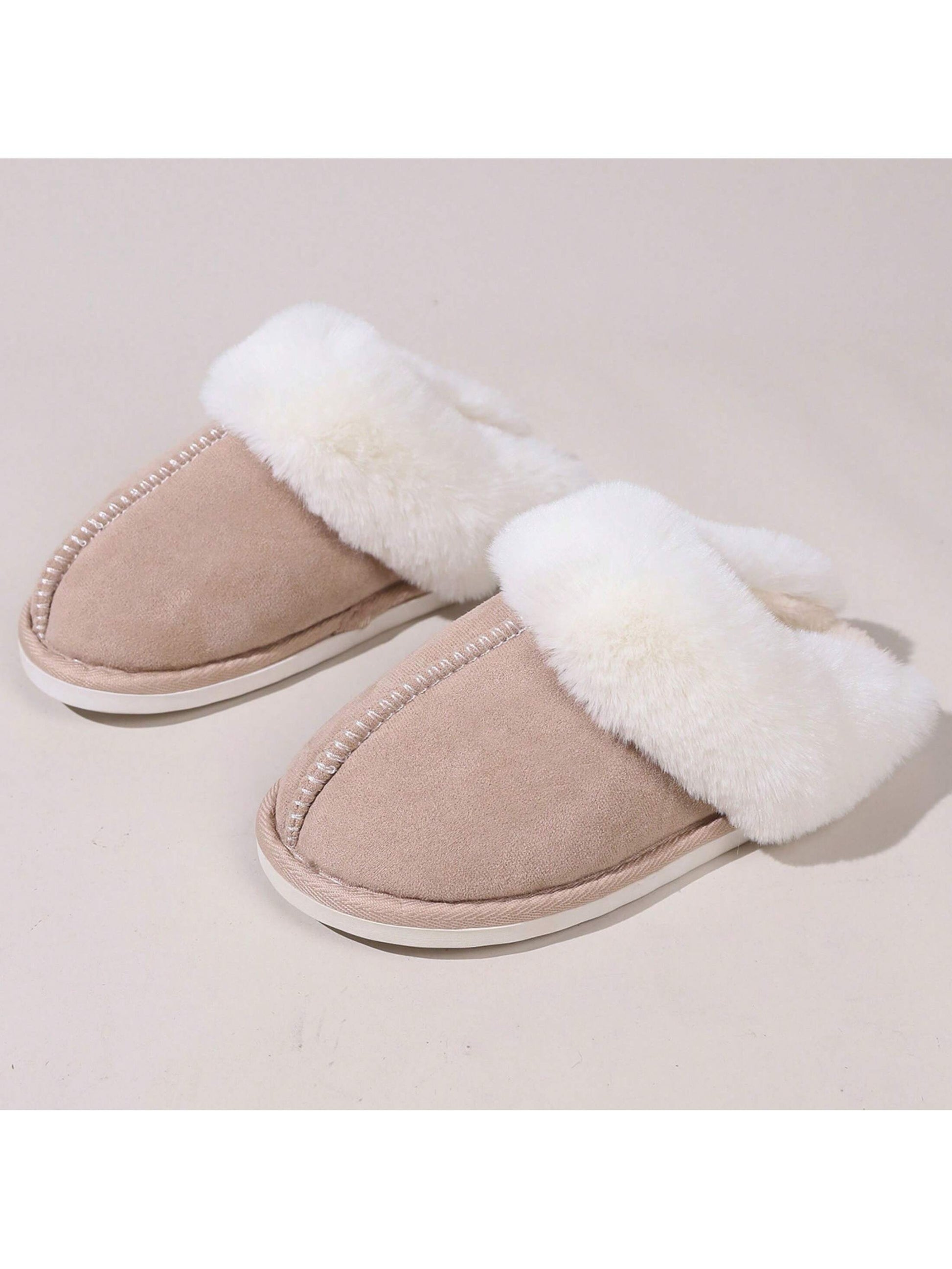 Women'S Plush Lined Slippers, Wool Fluffy Moccasins,Outdoor Indoor Dual Use Slippers