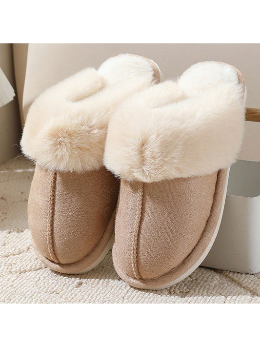 Women'S Plush Lined Slippers, Wool Fluffy Moccasins,Outdoor Indoor Dual Use Slippers