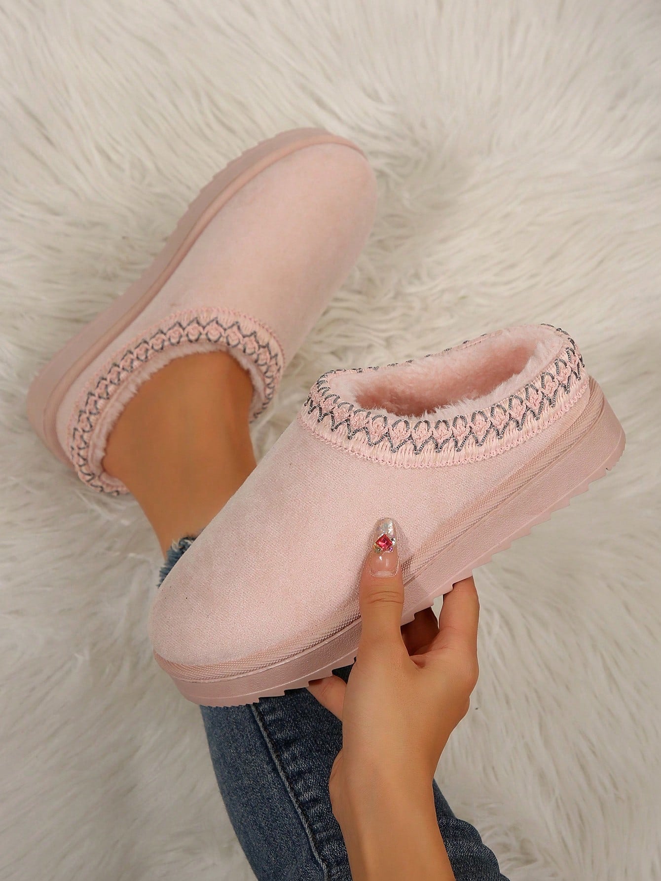 Women'S Sandals Platform Snow Boots - Warm and Durable Shoes for Outdoor Non Slip Comfort, Thickened Flat Soles with Winter Slippers