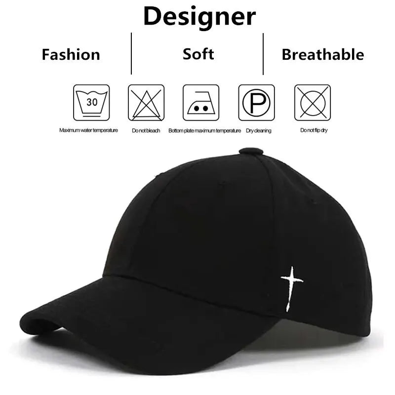 Simple Cross Water Drop Embroidery Baseball Caps Spring and Autumn Outdoor Adjustable Casual Hat