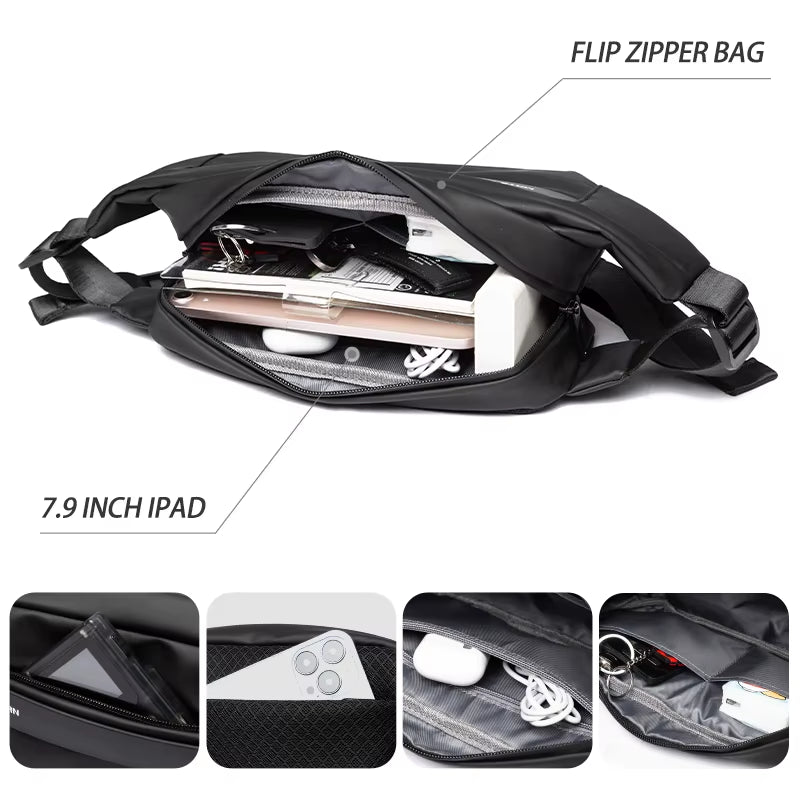 Fashionable Solid Waterproof Men'S Crossbody Shoulder Bag