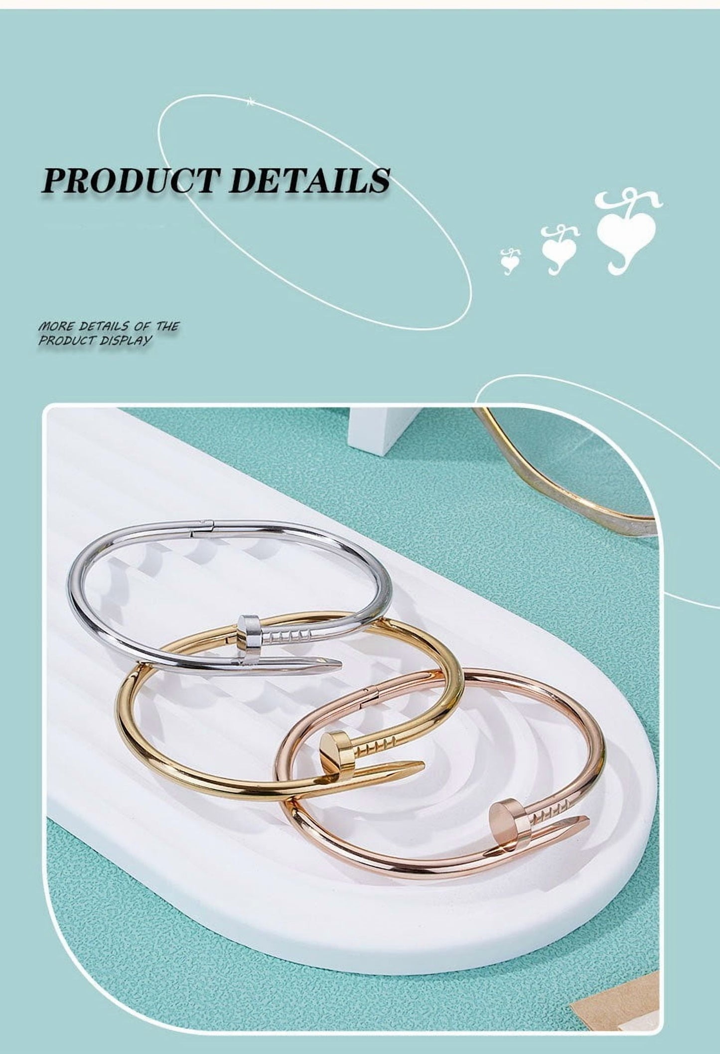 Titanium Steel Bracelet Featuring 18K Gold Plating and Diamond Inlays - A Fusion of Elegance and Minimalist Design