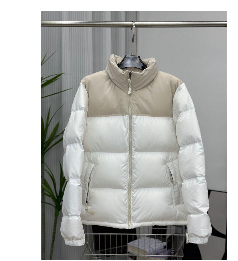 Winter Stand Collar Contrast-Colored Coat Cotton Padded Jacket