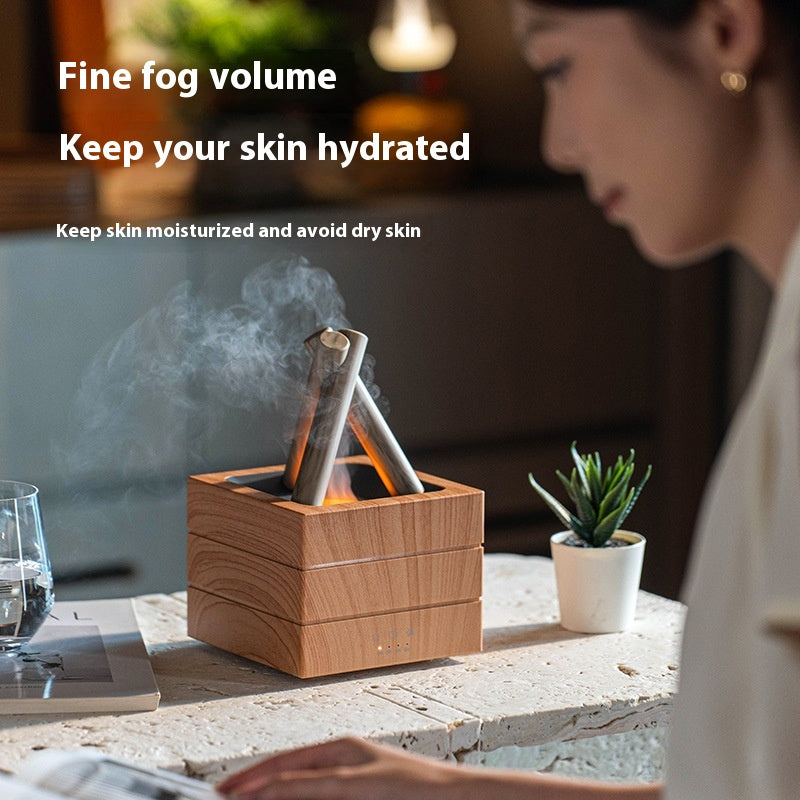 Flame Effect Aromatherapy Humidifier Aroma  Diffuser with Large Mist Essential Oil Compatible 7-Color LED Light
