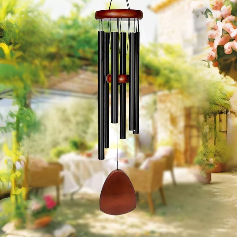 Wind Chimes for Outside, 26.77" Wind Chimes with 6 Tuned Tubes, Classic Black Winds Chime Suitable for Outdoor, Garden, Patio Decoration, Housewarming Gifts New Home