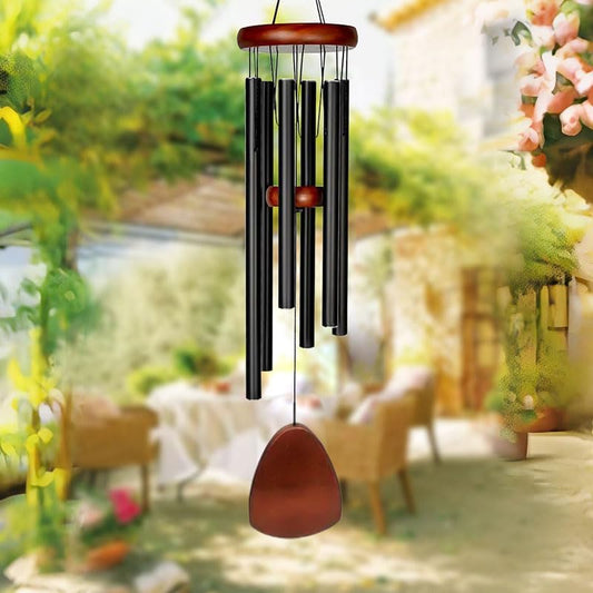 Wind Chimes for Outside, 26.77" Wind Chimes with 6 Tuned Tubes, Classic Black Winds Chime Suitable for Outdoor, Garden, Patio Decoration, Housewarming Gifts New Home