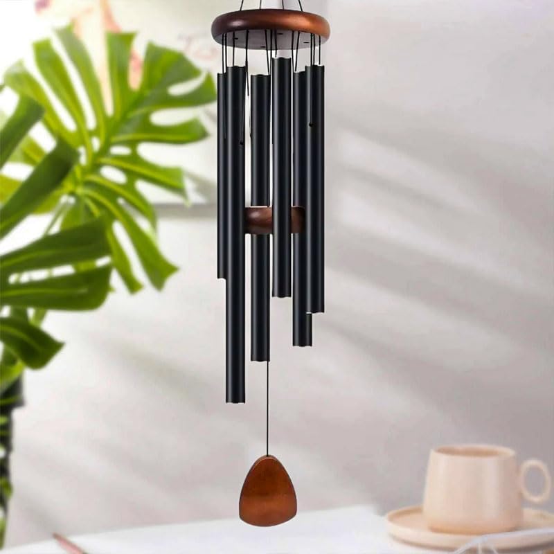 Wind Chimes for Outside, 26.77" Wind Chimes with 6 Tuned Tubes, Classic Black Winds Chime Suitable for Outdoor, Garden, Patio Decoration, Housewarming Gifts New Home