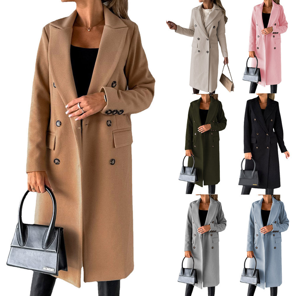Chic Double Breasted Lapel Coat - Stylish Winter Essential for Women