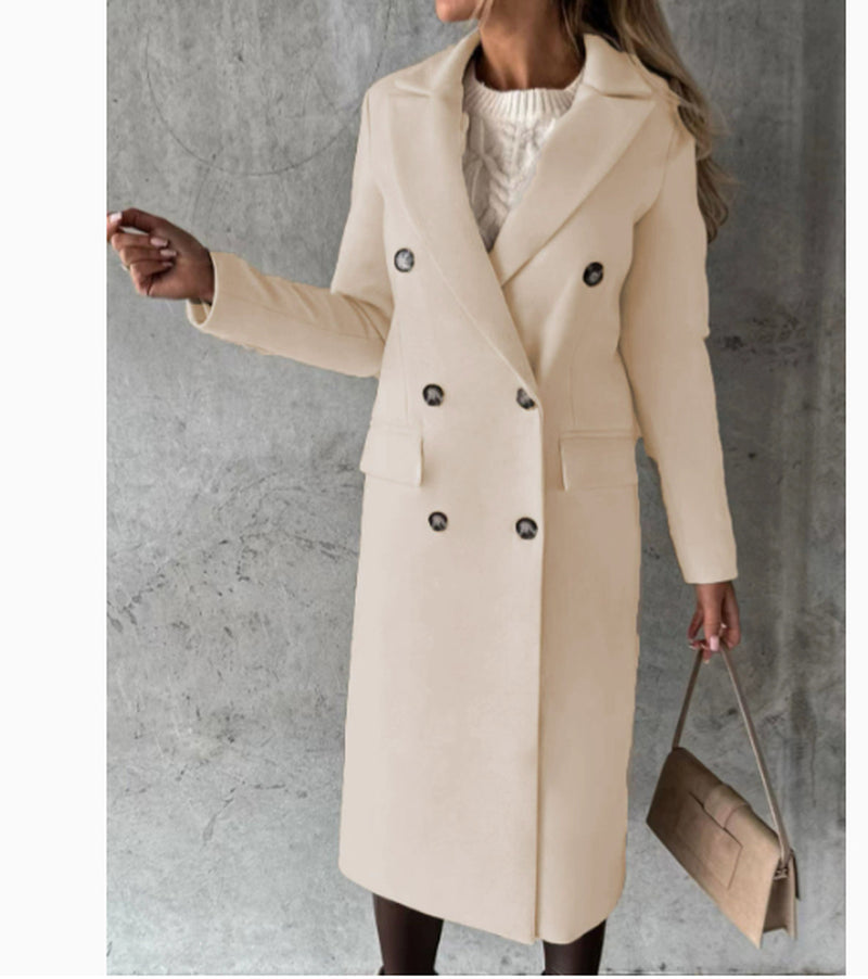 Chic Double Breasted Lapel Coat - Stylish Winter Essential for Women