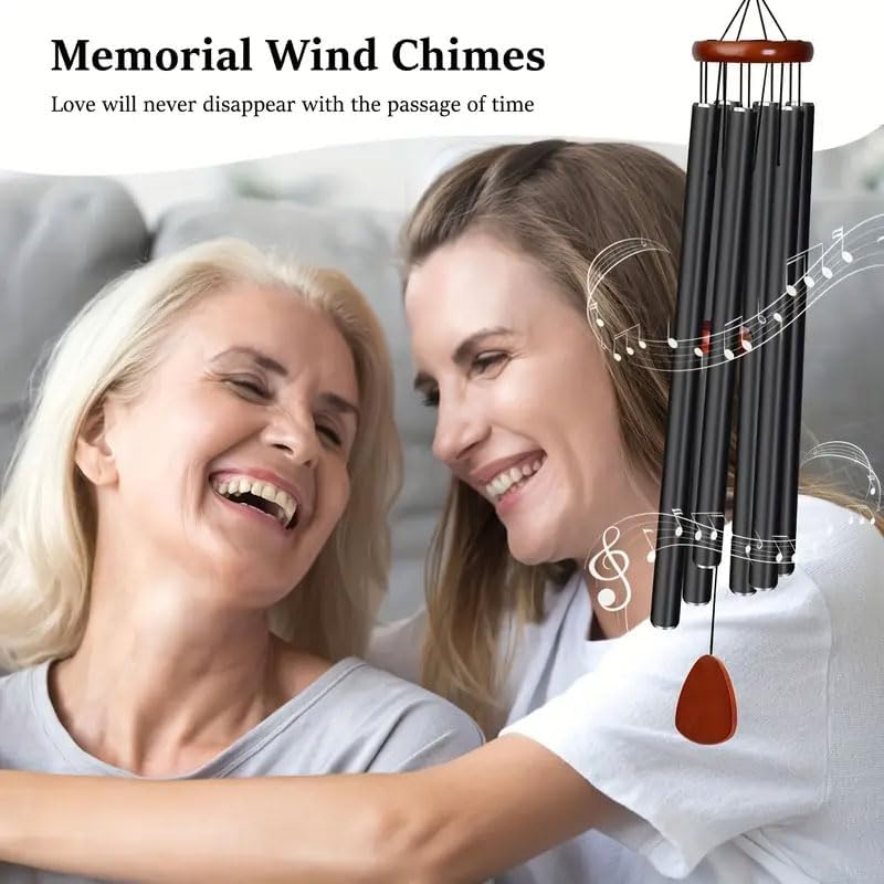 Wind Chimes for Outside, 26.77" Wind Chimes with 6 Tuned Tubes, Classic Black Winds Chime Suitable for Outdoor, Garden, Patio Decoration, Housewarming Gifts New Home