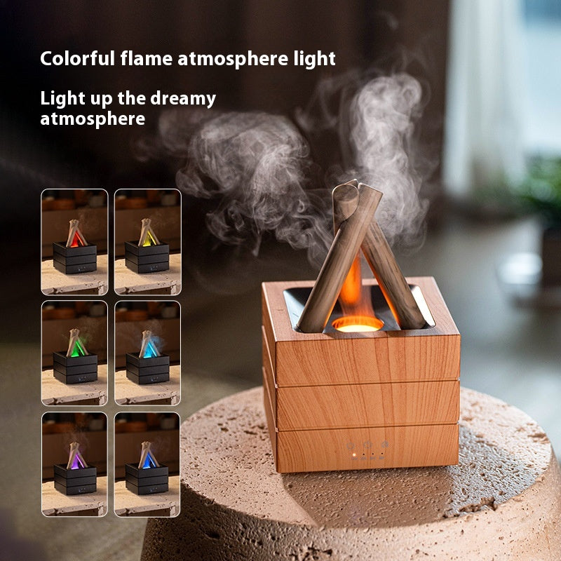 Flame Effect Aromatherapy Humidifier Aroma  Diffuser with Large Mist Essential Oil Compatible 7-Color LED Light