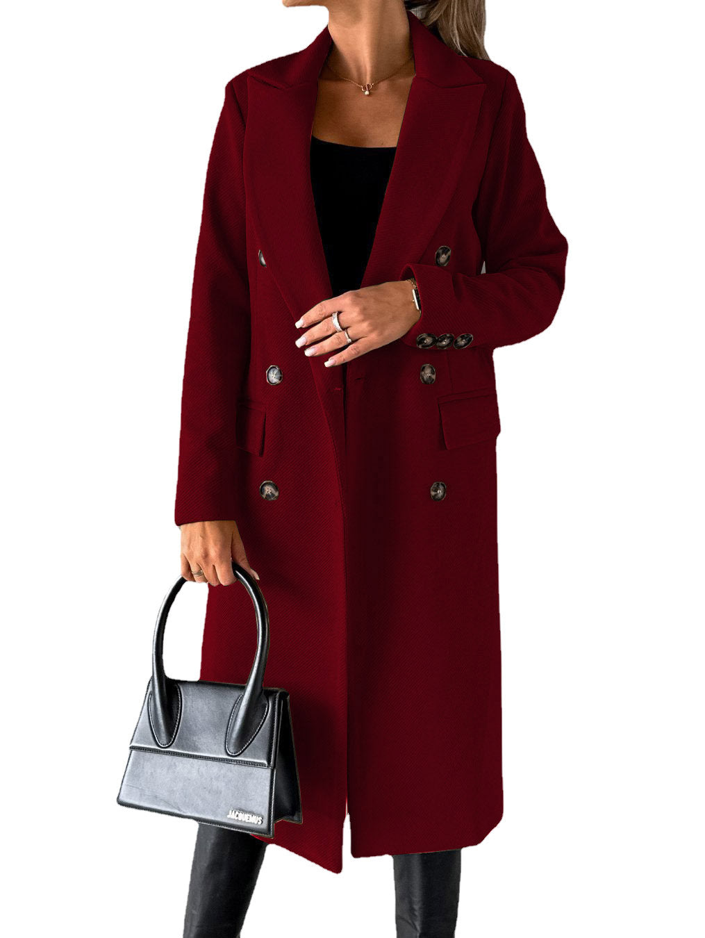 Chic Double Breasted Lapel Coat - Stylish Winter Essential for Women