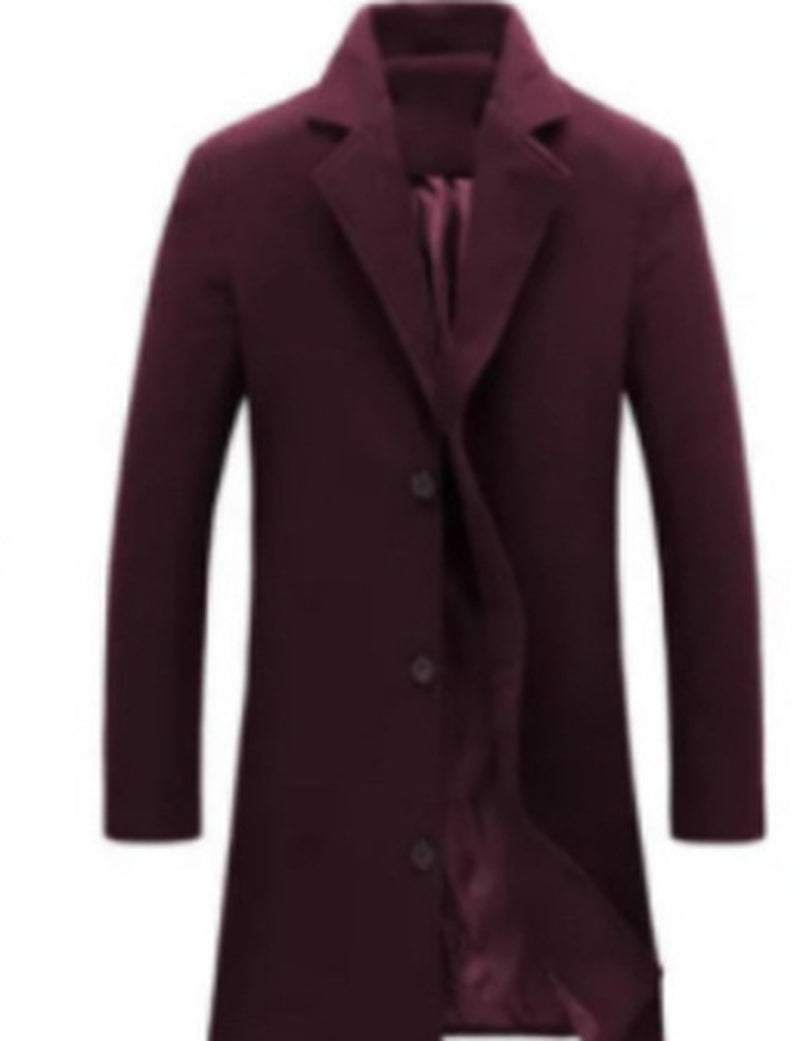 Autumn and Winter New Mens Solid Color Casual Business Woolen Coats