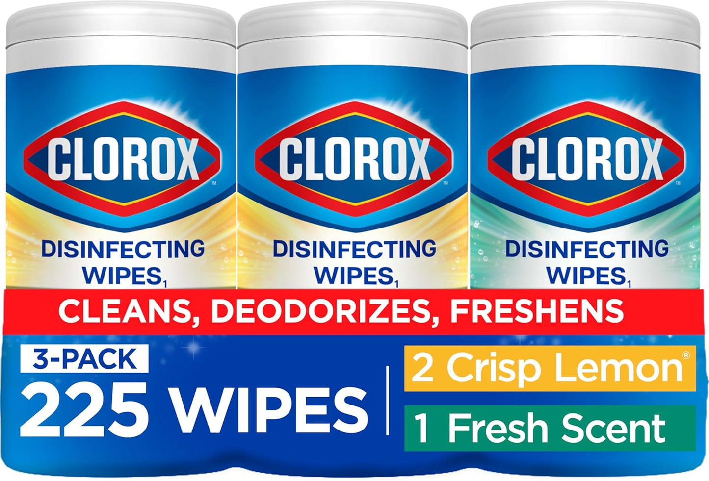 Clorox Disinfecting Wipes Variety Pack - 75 Count Each, 3 Canisters of Fresh & Citrus Scents for Ultimate Cleanliness