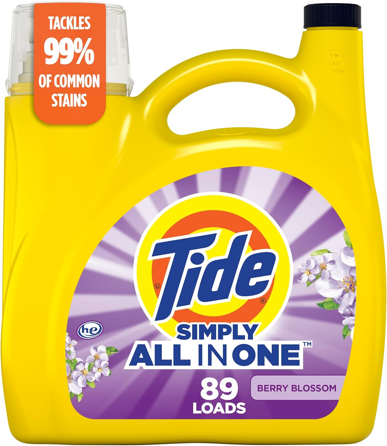 Tide Simply All-In-One Berry Blossom Liquid Laundry Detergent - 89 Loads of Freshness in 117 Fl Oz