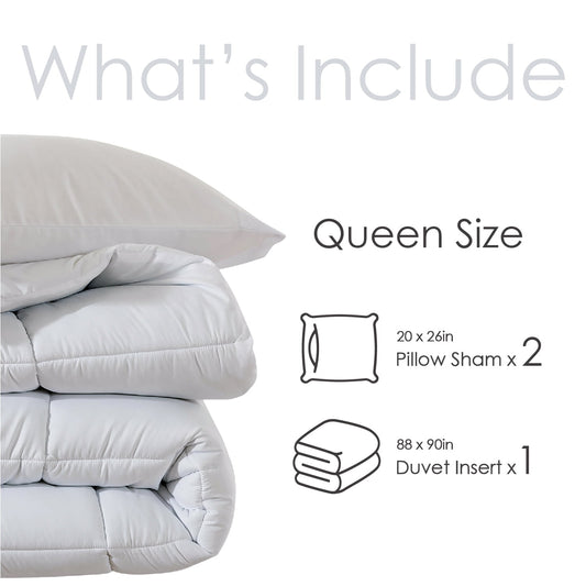 Queen Size 3-Piece All-Season Down Alternative Comforter Set in Dark Gray