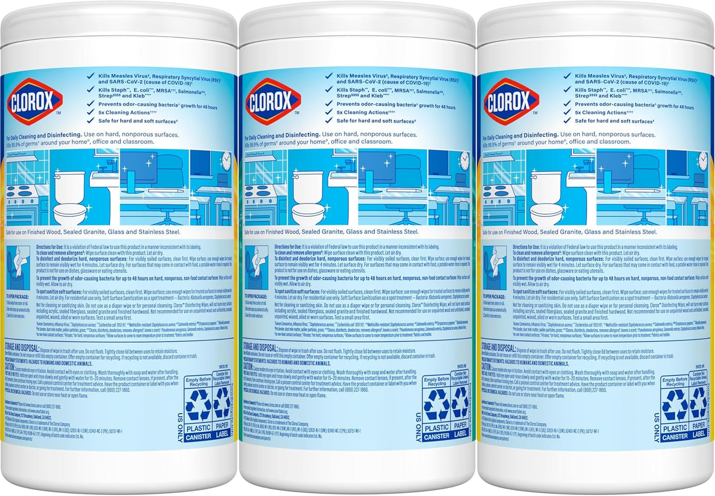 Clorox Disinfecting Wipes Variety Pack - 75 Count Each, 3 Canisters of Fresh & Citrus Scents for Ultimate Cleanliness