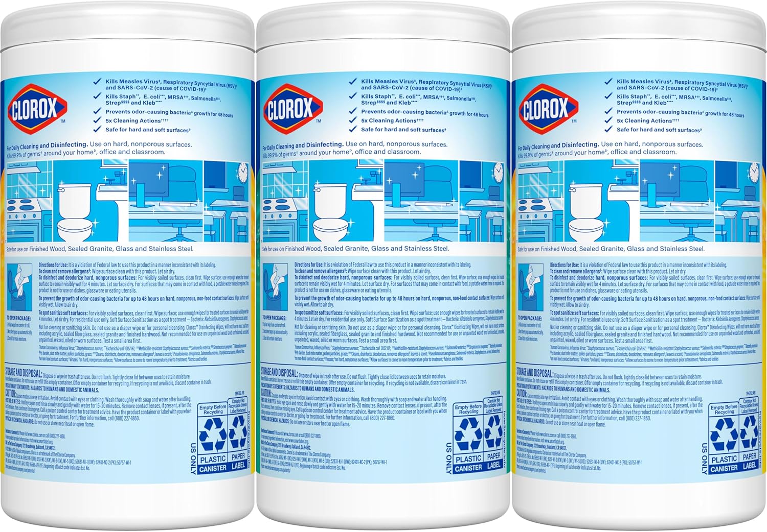 Clorox Disinfecting Wipes Variety Pack - 75 Count Each, 3 Canisters of Fresh & Citrus Scents for Ultimate Cleanliness