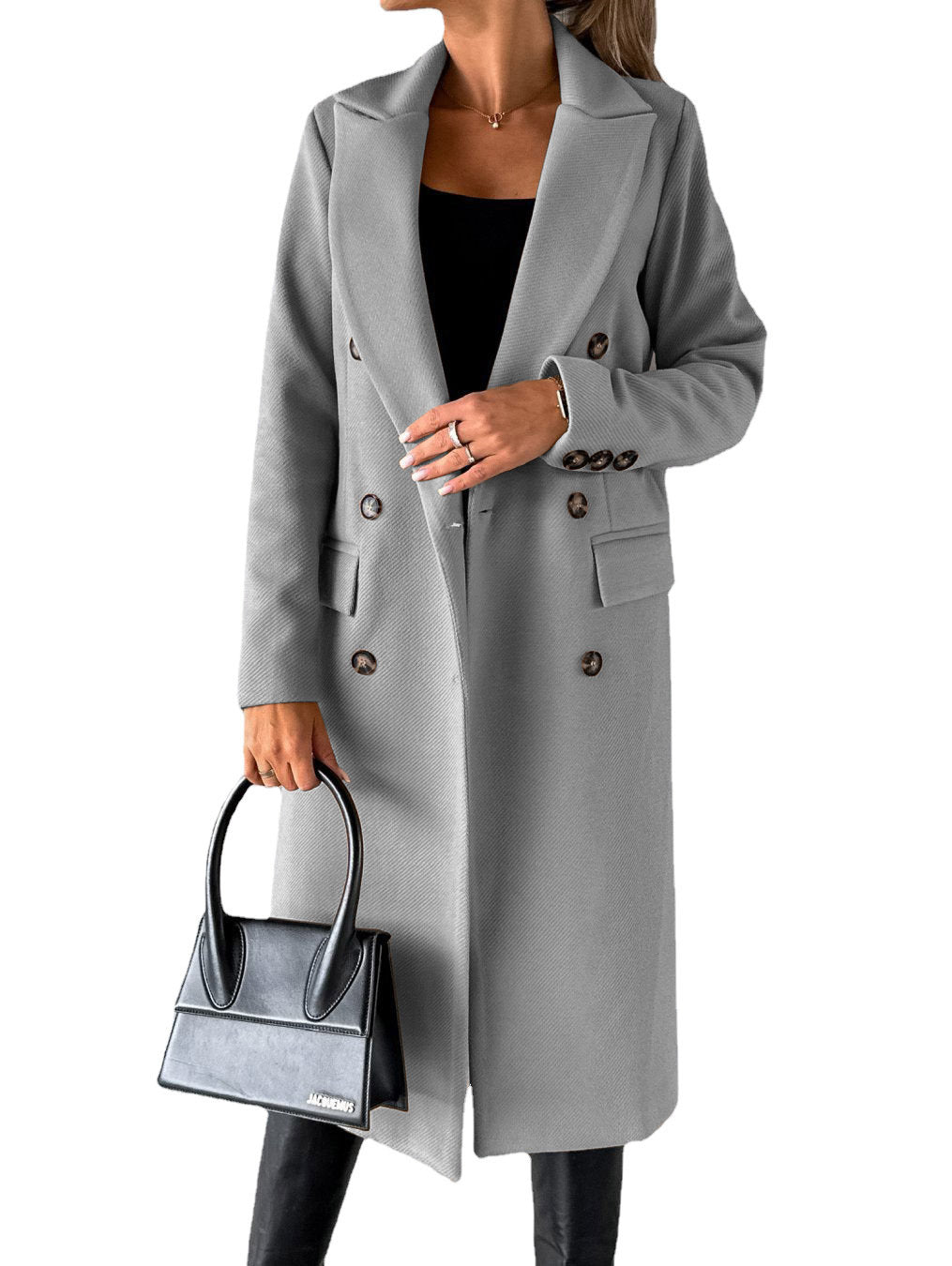 Chic Double Breasted Lapel Coat - Stylish Winter Essential for Women