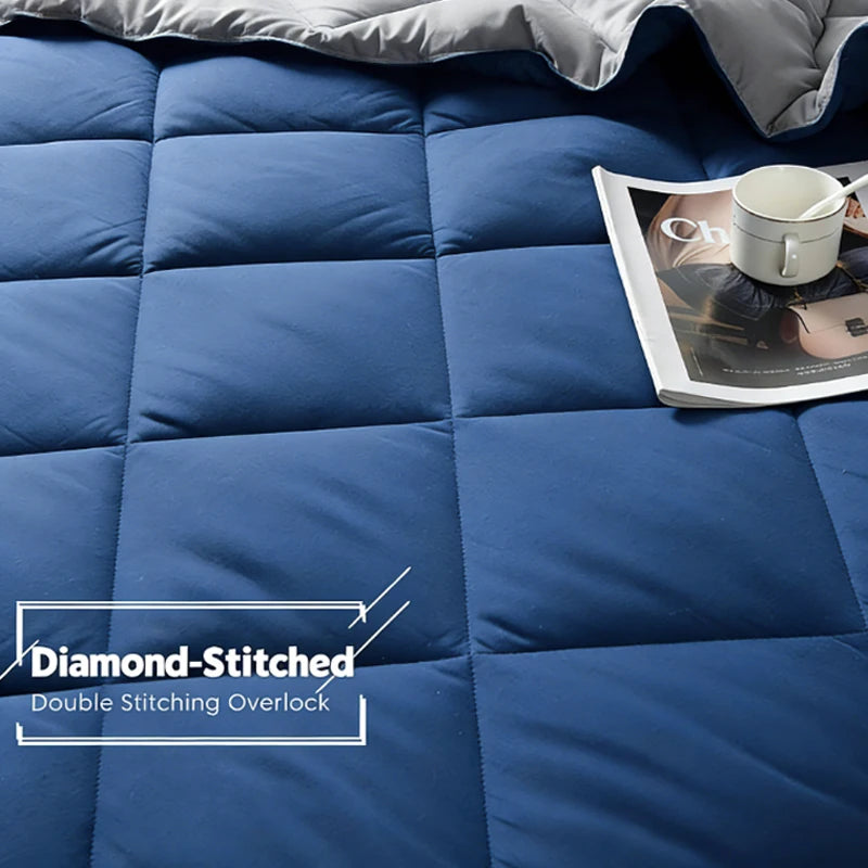 3-Pieces King Size Comforter Set Navy Quilted down Alternative Bedding Set,Super Soft Microfiber Comforter with 2 Pillowcases