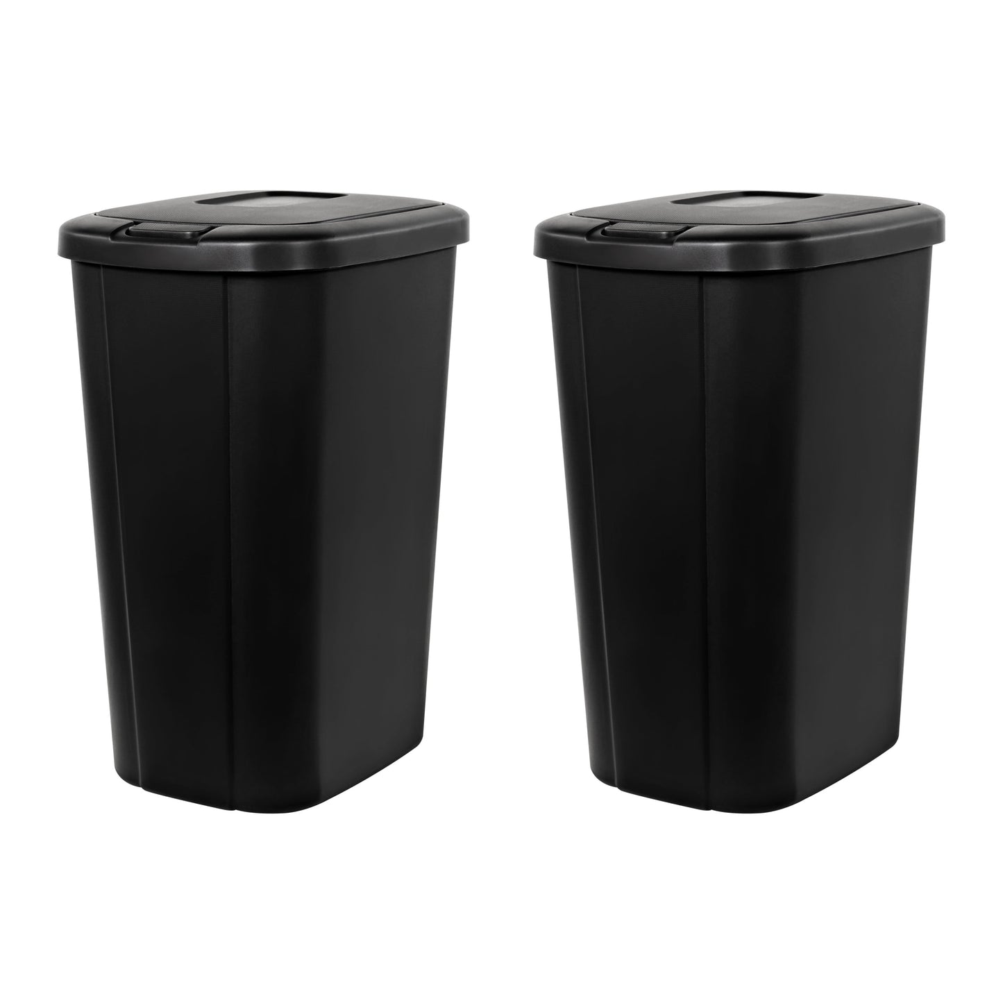 13.3-Gallon Touch Top Kitchen Trash Can, Black, Set of 2