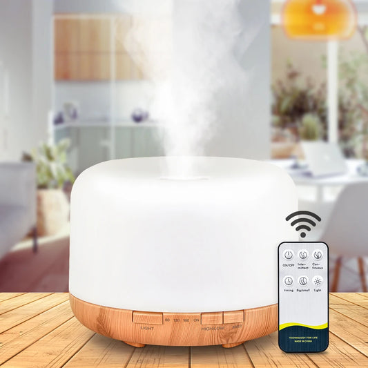 Transform Your Space with the Air Humidifier Essential Oil Diffuser - 300ML, 500ML, & 1000ML Options Featuring Remote Control and Soothing LED Lights