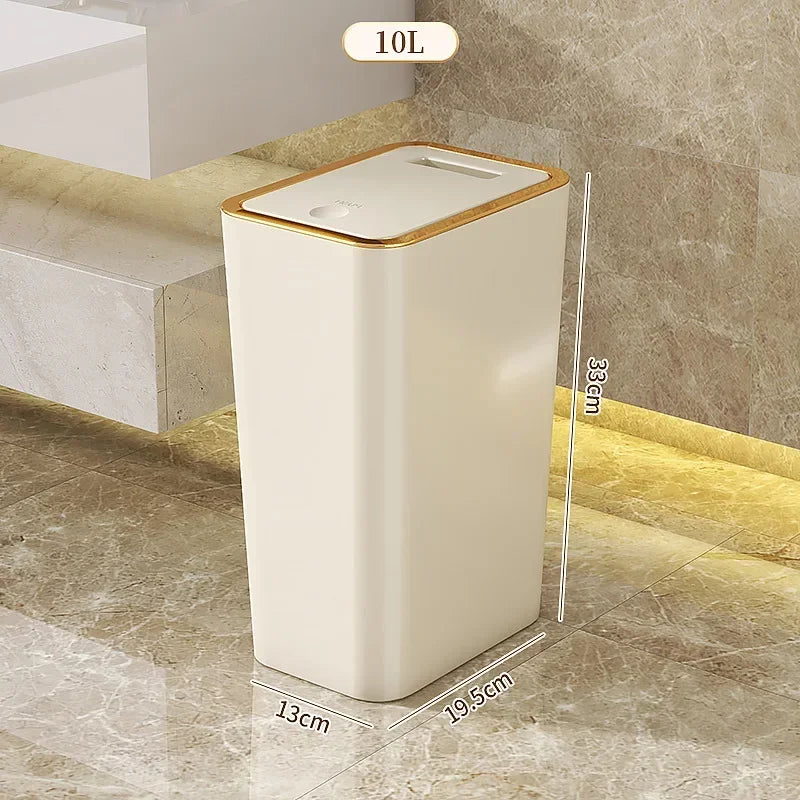 Odor Proof Trash Can with One-Touch Modern Design Durable Plastic Bathroom Kitchen Bin Space Saving Leakproof