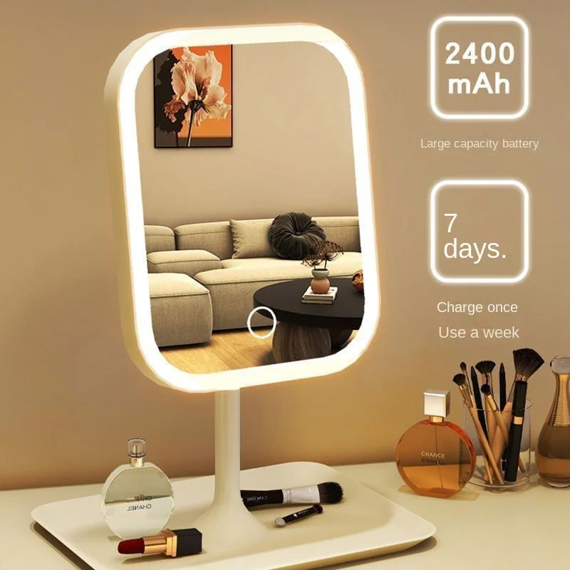 Modern Desktop Vanity Mirror 3 Color LED Light