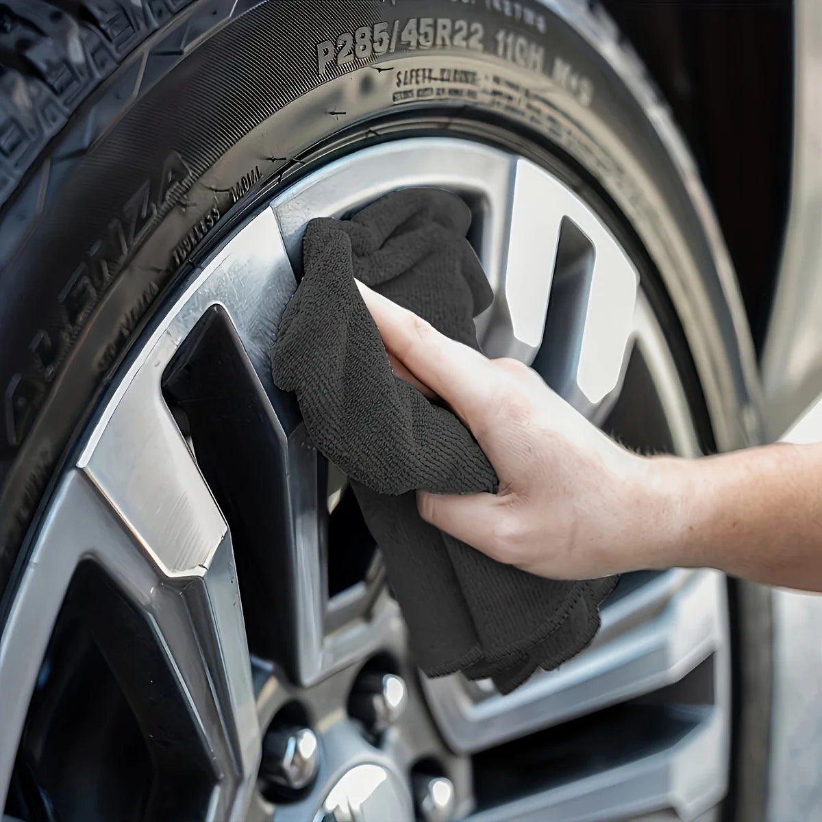 5/10/20/50/100Pcs Super Soft Black Car Wipes Scouring Cloth Set Quick Dry Absorbent Microfiber Cloth