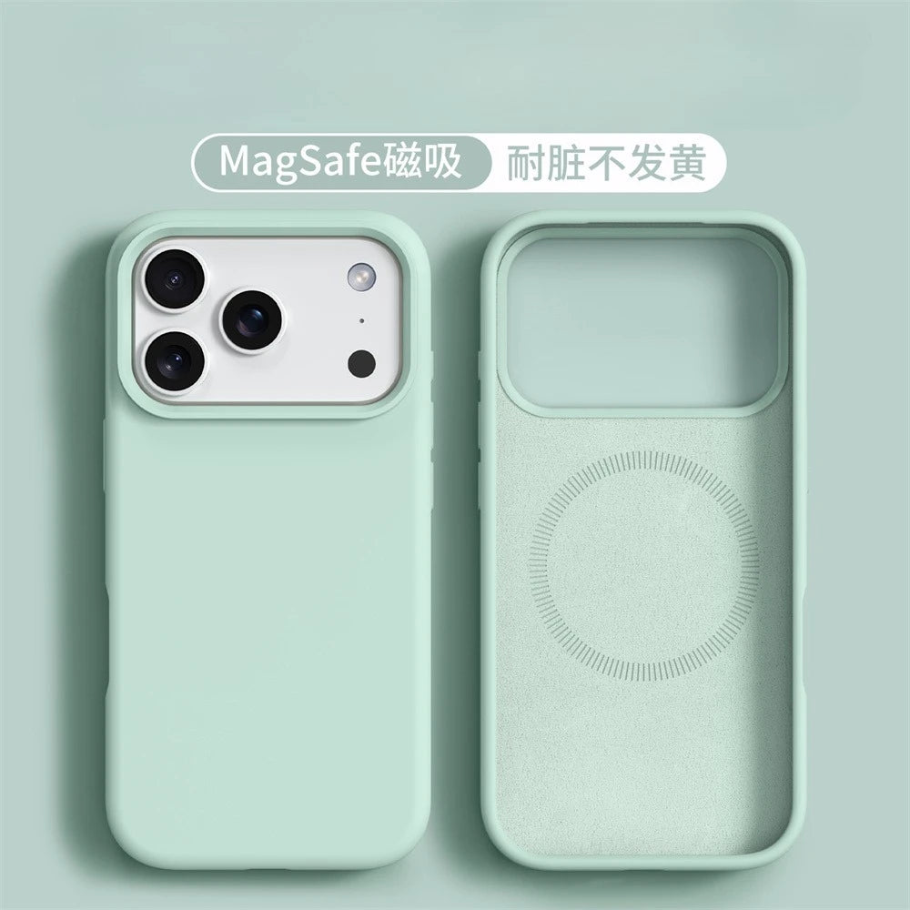 Liquid Silicone Magnetic MagSafe Case for iPhone 17 & 16 Pro Max - Soft Solid Color Skin Protection