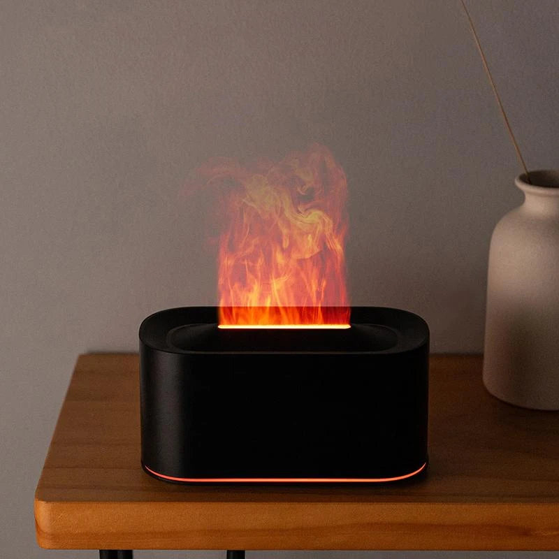 Mini Aroma Diffuser Realistic Flame Lights Aromatherapy Essential Oils Colorful RGB Air Humidifier Desktop USB Sprayer