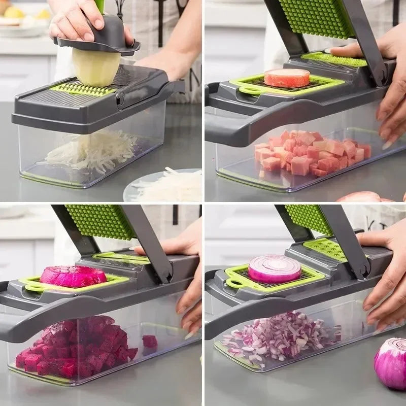 Revolutionize Your Cooking with the 14/16 in 1 Multifunctional Vegetable Chopper - Effortlessly Slice, Dice, and Grate!