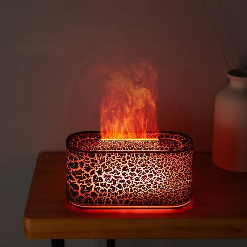 Mini Aroma Diffuser Realistic Flame Lights Aromatherapy Essential Oils Colorful RGB Air Humidifier Desktop USB Sprayer