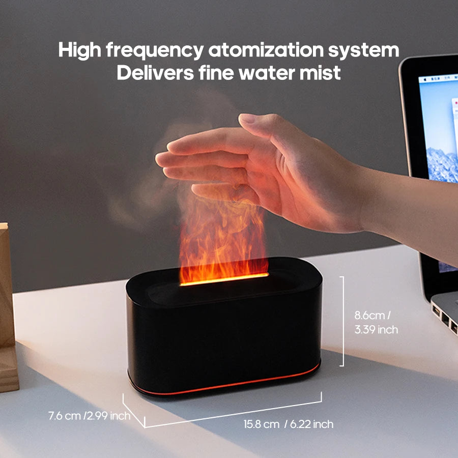 Mini Aroma Diffuser Realistic Flame Lights Aromatherapy Essential Oils Colorful RGB Air Humidifier Desktop USB Sprayer