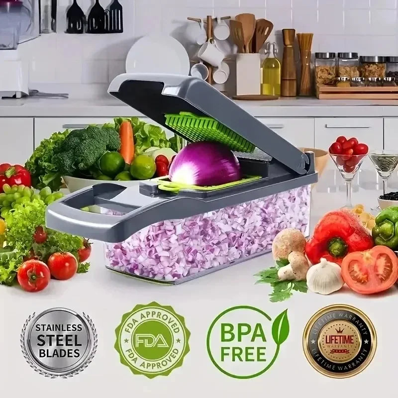 Revolutionize Your Cooking with the 14/16 in 1 Multifunctional Vegetable Chopper - Effortlessly Slice, Dice, and Grate!